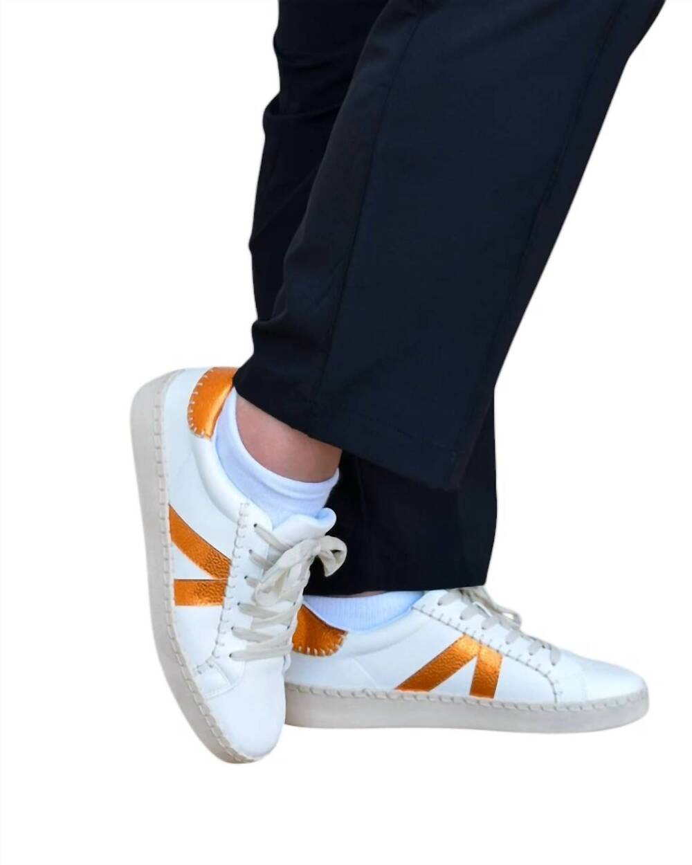 NEW CORKYS FOOTWEAR women's friend zone fashion sneaker in white + orange